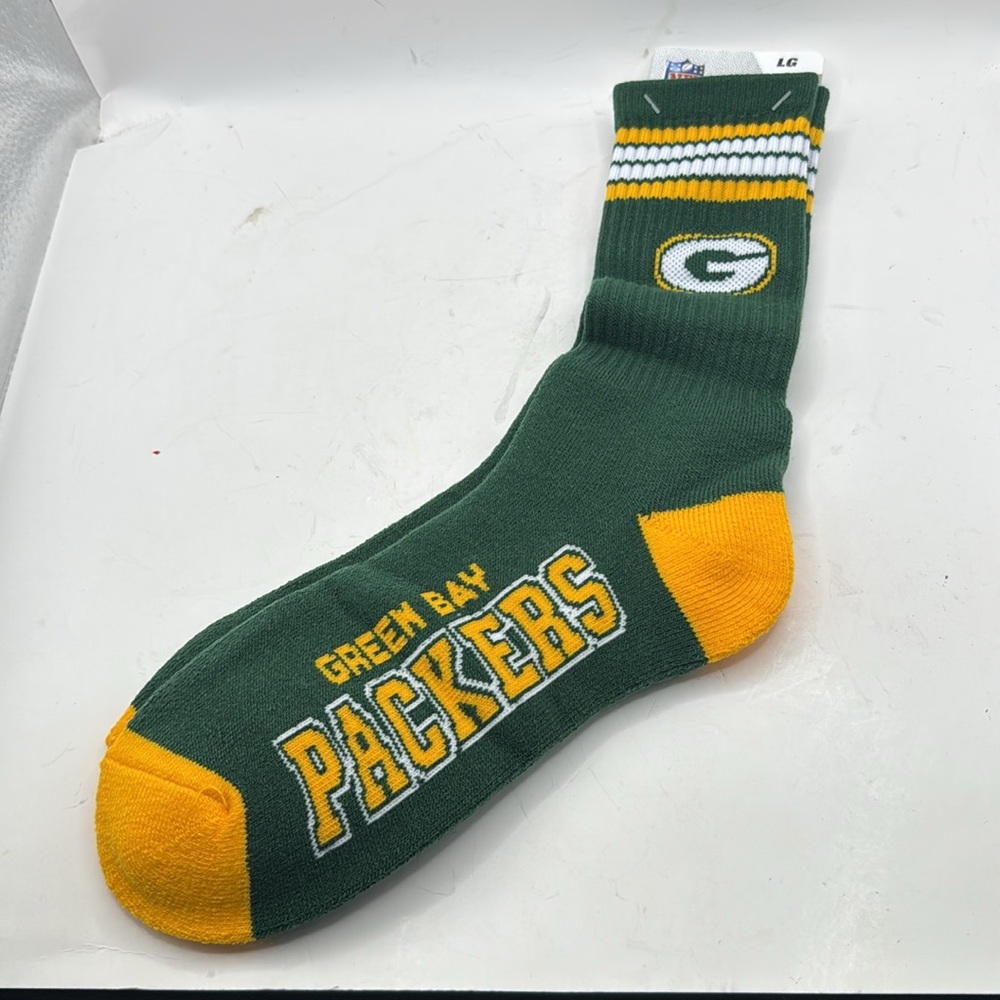 NWT NFL Green Bay Packers Tall Socks Green Gold Mens L 10 11 12 13 - Picture 4 of 5
